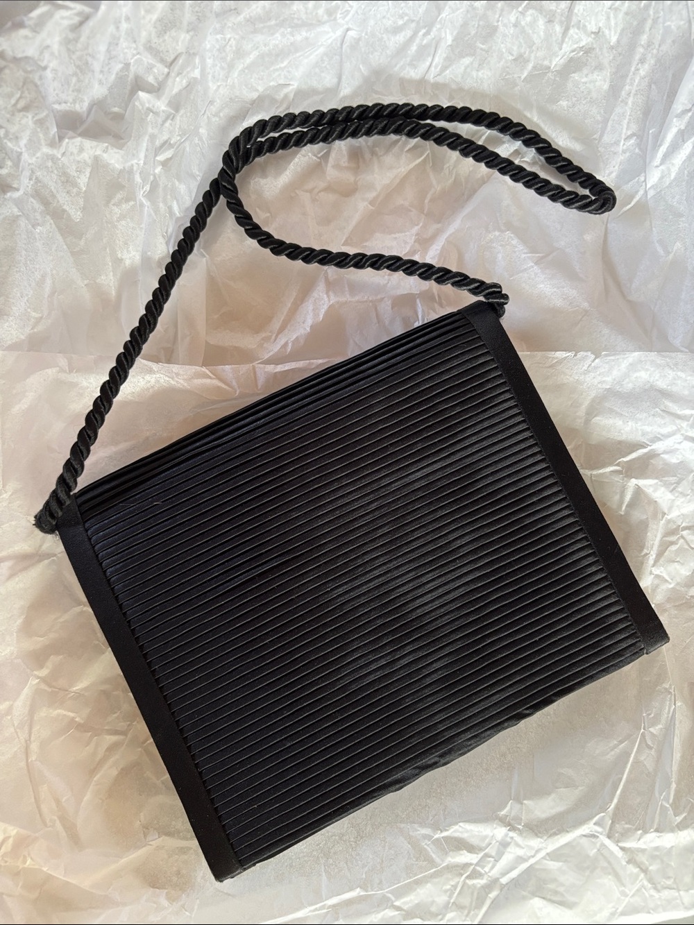 Black Ribbed Crossbody Shoulder Bag